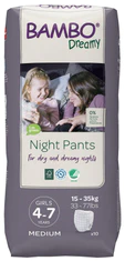 Bambo Nature BAMBO Dreamy Night Pants Nohavičky plienkové jednorazové Girls 4-7 rokov (15-35 kg) 10 ks