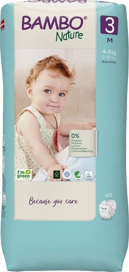 Bambo Nature Plienky jednorazové 3 M (4-8 kg) 52 ks