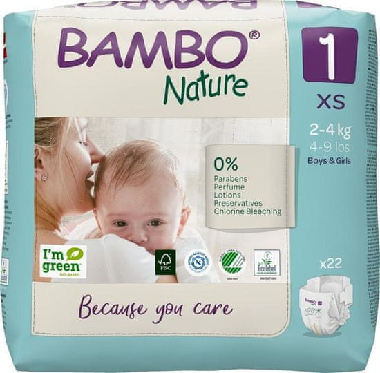 Bambo Nature Plienky jednorazové 1 XS (2-4 kg) 22 ks