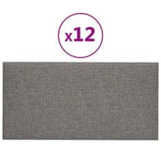 Vidaxl Nástenné panely 12 ks bledosivé 60x30 cm látkové 2,16 m²