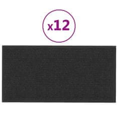 Vidaxl Nástenné panely 12 ks čierne 30x15 cm látkové 0,54 m²