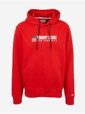 Tommy Jeans Červená pánska mikina s kapucňou Tommy Jeans S