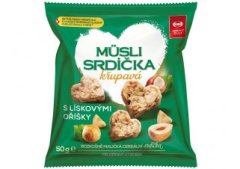 SEMIX Chrumkavé müsli srdiečka s lieskovými orieškami 50g, SEMIX