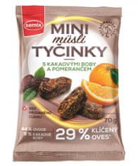 SEMIX MINI MÜSLI TYČINKY S KAKAOVÝMI BÔBMI A POMARANČOM BEZ LEPKU 70 G, SEMIX 70 g