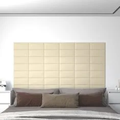 Vidaxl Nástenné panely 12 ks krémové 30x15 cm umelá koža 0,54 m²