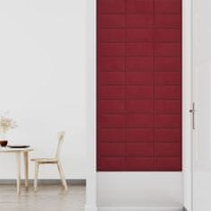 Vidaxl Nástenné panely 12 ks vínovočervené 30x15 cm zamat 0,54 m²