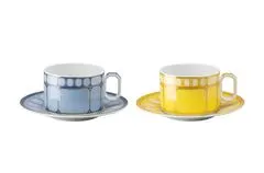 Rosenthal ROSENTHAL SWAROVSKI SIGNUM AZURE + JONQUIL Sada šalkov a tanierikov na čaj pre 2 osoby