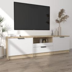 Vidaxl TV stolík biely a sonoma 140x35x40 cm spracované drevo