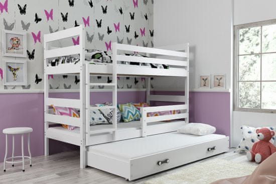MôjNábytok Detská poschodová posteľ s prístelkou ERYK 3 | biela