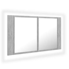 Petromila vidaXL LED kúpeľňová zrkadlová skrinka betónová sivá 80x12x45 cm akryl