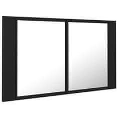 Petromila vidaXL LED kúpeľňová zrkadlová skrinka čierna 80x12x45 cm akryl