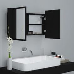 Vidaxl LED kúpeľňová zrkadlová skrinka čierna 80x12x45 cm
