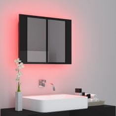 Vidaxl LED kúpeľňová zrkadlová skrinka vysokolesklá čierna 60x12x45 cm