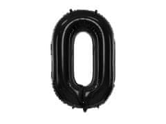 PartyDeco Fóliový balón Číslo 0 čierny 86cm