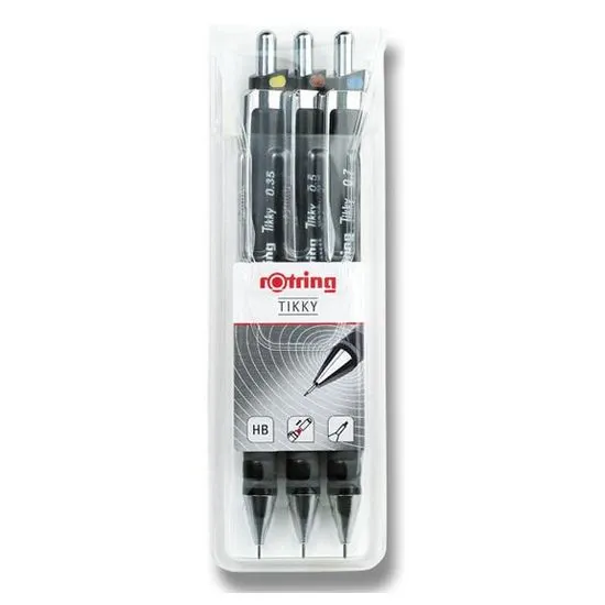 Rotring Súprava mikroceruziek Tikky Black hrot 0,35, 0,5 a 0,7 mm