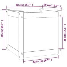 Vidaxl Záhradný kvetináč 50x50x50 cm masívne borovicové drevo