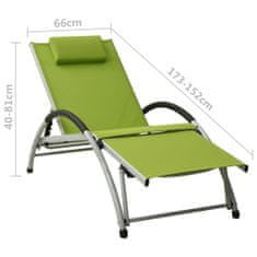 Vidaxl 310532 Sun Lounger with Pillow Textilene Green