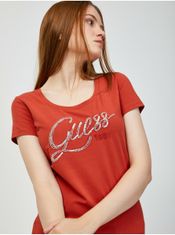 Guess Červené dámske tričko Guess Bryanna S