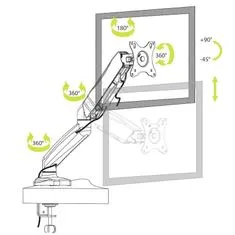 Port Designs PORT CONNECT držiak na monitor na hranu stola / skrutku, 1 rameno, VESA do 32 ", biely