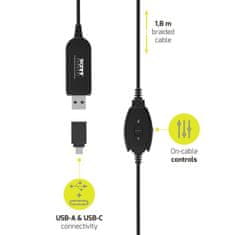 Port Designs PORT CONNECT - Stereo headset s mikrofónom, USB-A/USB-C, čierna