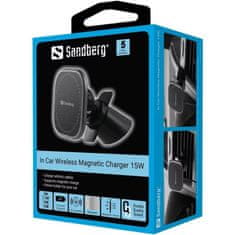 Sandberg In Car Wireless Magnetic Charger 15W, bezdrôtová autonabíjačka Qi