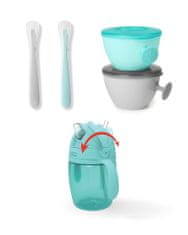 Skip hop Set jedálenský s hrnčekom 5 ks Easy-Feed Mealtime Set Teal/Grey 6m+