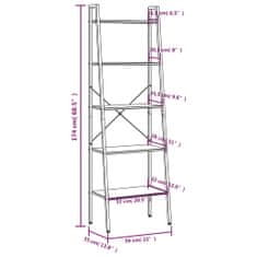 Vidaxl 5-poschodová rebríková polica bledohnedá a čierna 56x35x174 cm