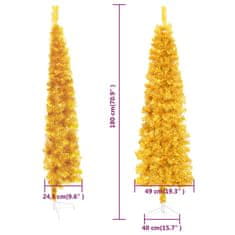 Vidaxl Umelý vianočný polovičný stromček s podstavcom zlatý 180 cm