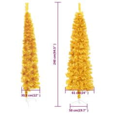 Vidaxl Umelý vianočný polovičný stromček s podstavcom zlatý 240 cm