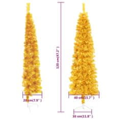 Vidaxl Úzky umelý polovičný vianočný stromček s podstavcom zlatý 120cm