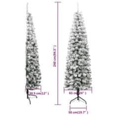 Vidaxl Úzky zasnežený umelý vianočný polovičný stromček 240 cm