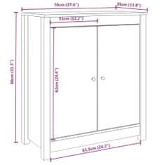 Petromila vidaXL Komoda biela 70x35x80 cm borovicový masív