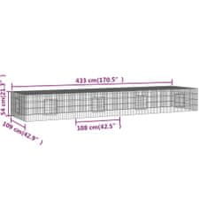 Petromila vidaXL 4-panelová klietka pre králiky 433x109x54 cm pozinkované železo