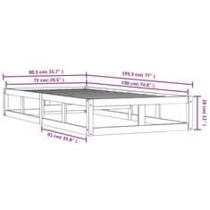 Vidaxl Posteľný rám 75x190 cm 2FT6 malé jednolôžko masívne drevo