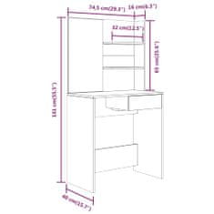 Vidaxl Toaletný stolík so zrkadlom biely 74,5x40x141 cm