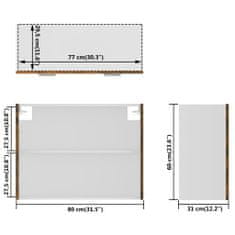 Petromila vidaXL Závesná sklenená skrinka dymový dub 80x31x60cm spracované drevo