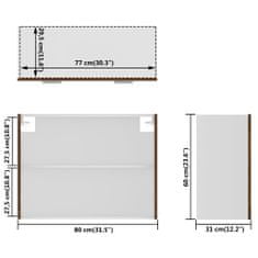 Petromila vidaXL Závesná sklenená skrinka hnedý dub 60x31x60 cm spracované drevo