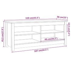 Vidaxl Skrinka na topánky 110x38x45,5 cm masívna borovica