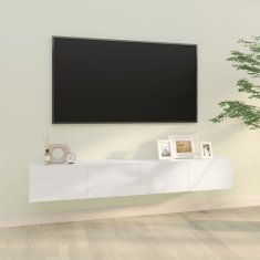 Vidaxl Nástenné TV skrinky 2 ks lesklé biele 100x30x30cm sprac. drevo