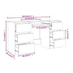 Vidaxl Písací stôl dymový dub 140x50x77 cm spracované drevo