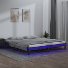 Vidaxl Posteľný rám s LED sivý 135x190 cm 4FT6 dvojlôžko masívne drevo