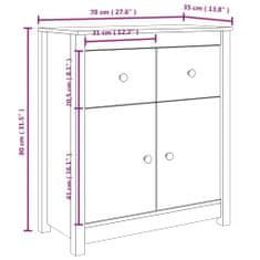 Petromila vidaXL Komoda biela 70x35x80 cm borovicový masív