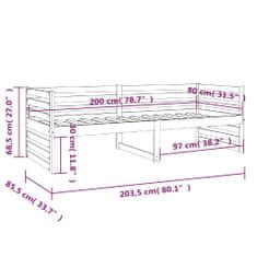 Vidaxl Denná posteľ čierna 80x200 cm borovicový masív