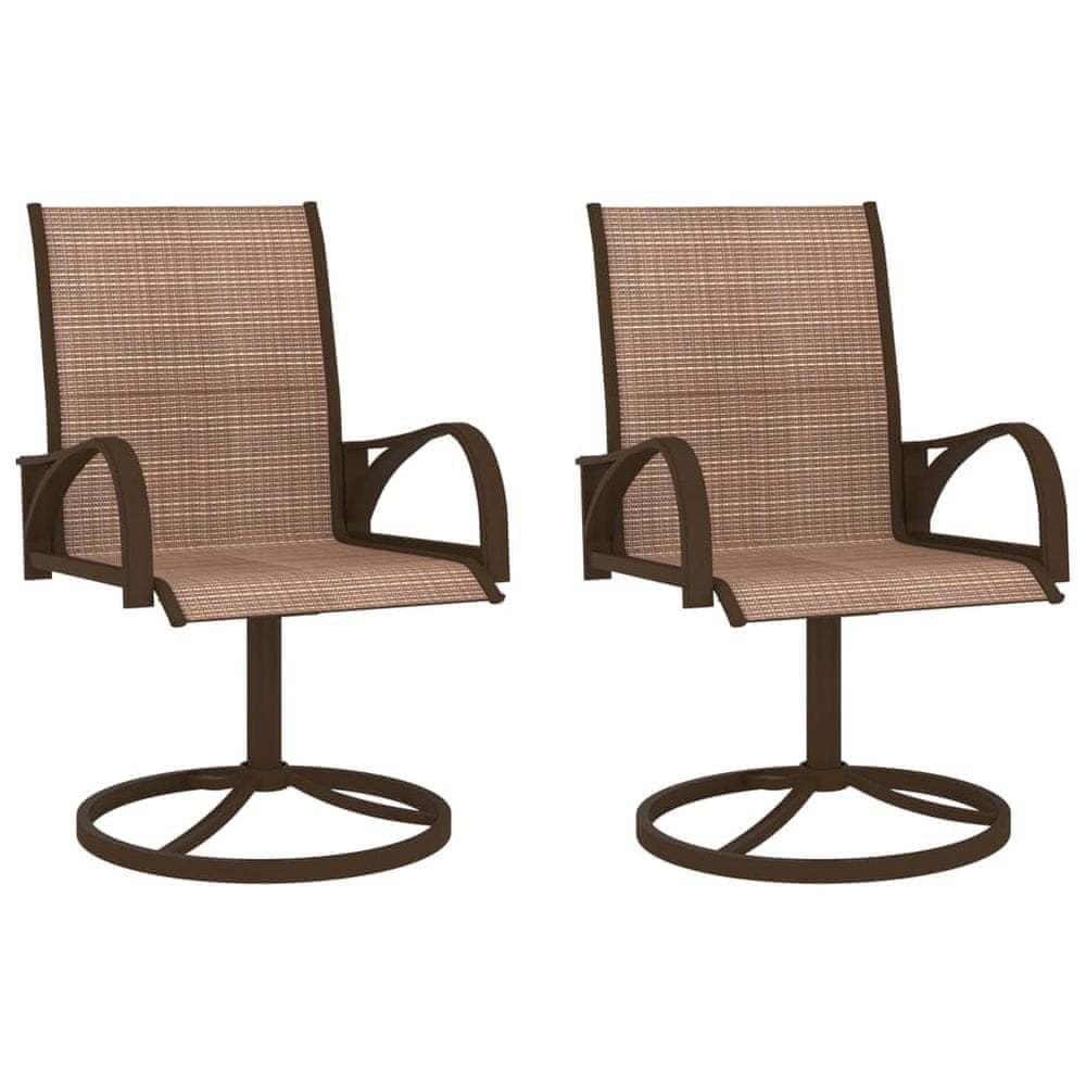 Petromila vidaXL Záhradné otočné stoličky 2 ks textilén a oceľ hnedé