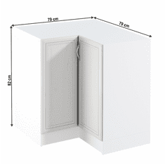 KONDELA Spodná rohová skrinka D90N, biela/sosna Andersen, SICILIA