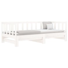 Vidaxl Rozkladacia denná posteľ biela 2x(80x200) cm borovicový masív