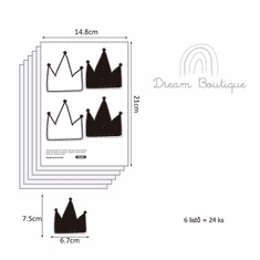 Funlife Samolepky do detskej izby černobiele korunky 6 x 7 cm