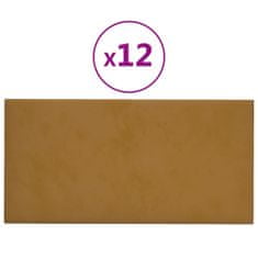 Vidaxl Nástenné panely 12 ks hnedé 60x30 cm zamat 2,16 m²