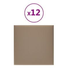 Vidaxl Nástenné panely 12 ks kapučínové 30x30 cm umelá koža 1,08 m²