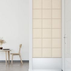 Vidaxl Nástenné panely 12 ks krémové 30x30 cm zamatové 1,08 m²